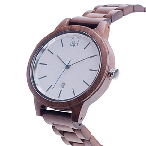 Minimalist Watch - The Seljalandsfoss Black Walnut Wood White Dial Watch Side View