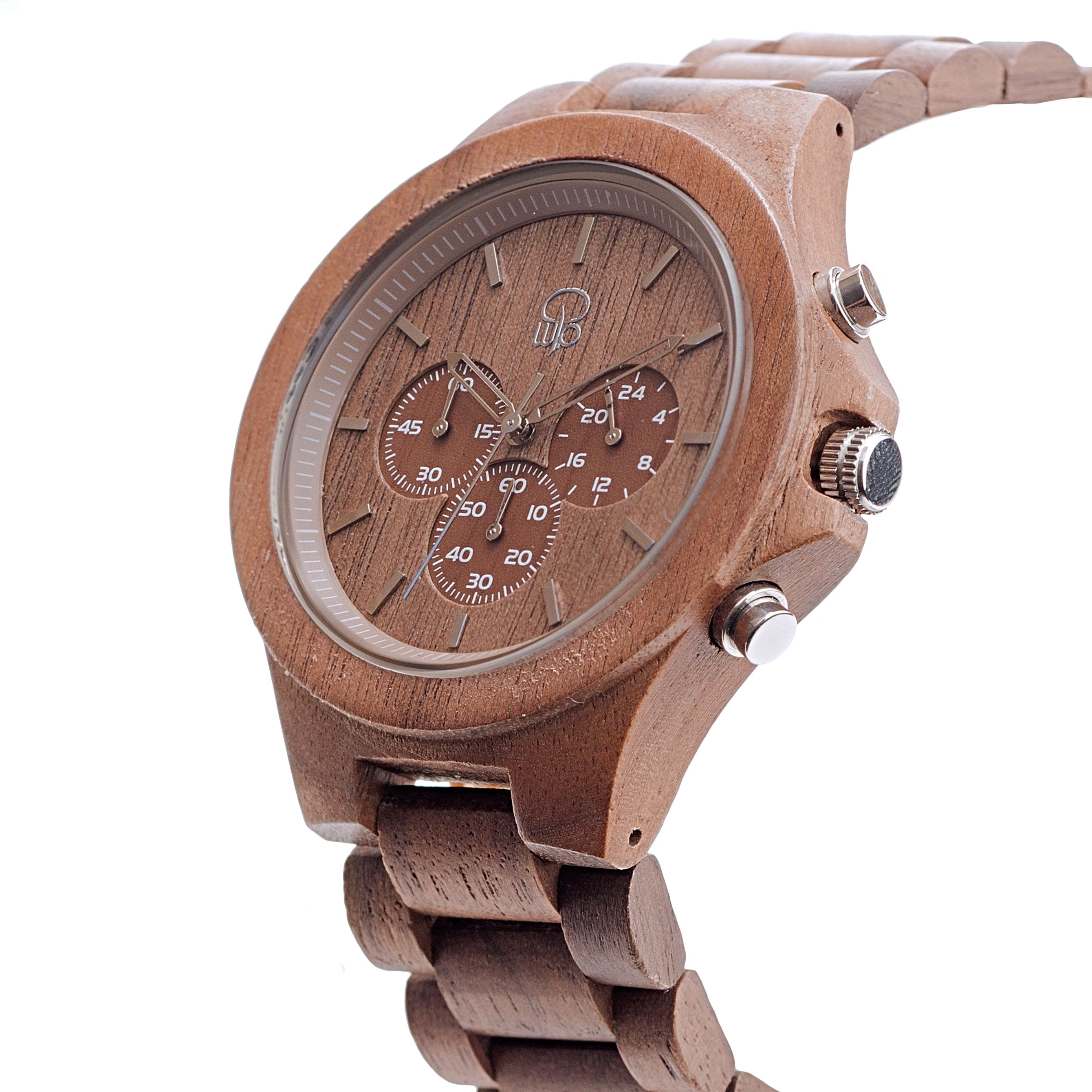 Walnutwood Watch Mens Chronograph Wood Watch - The West Coaster Side View