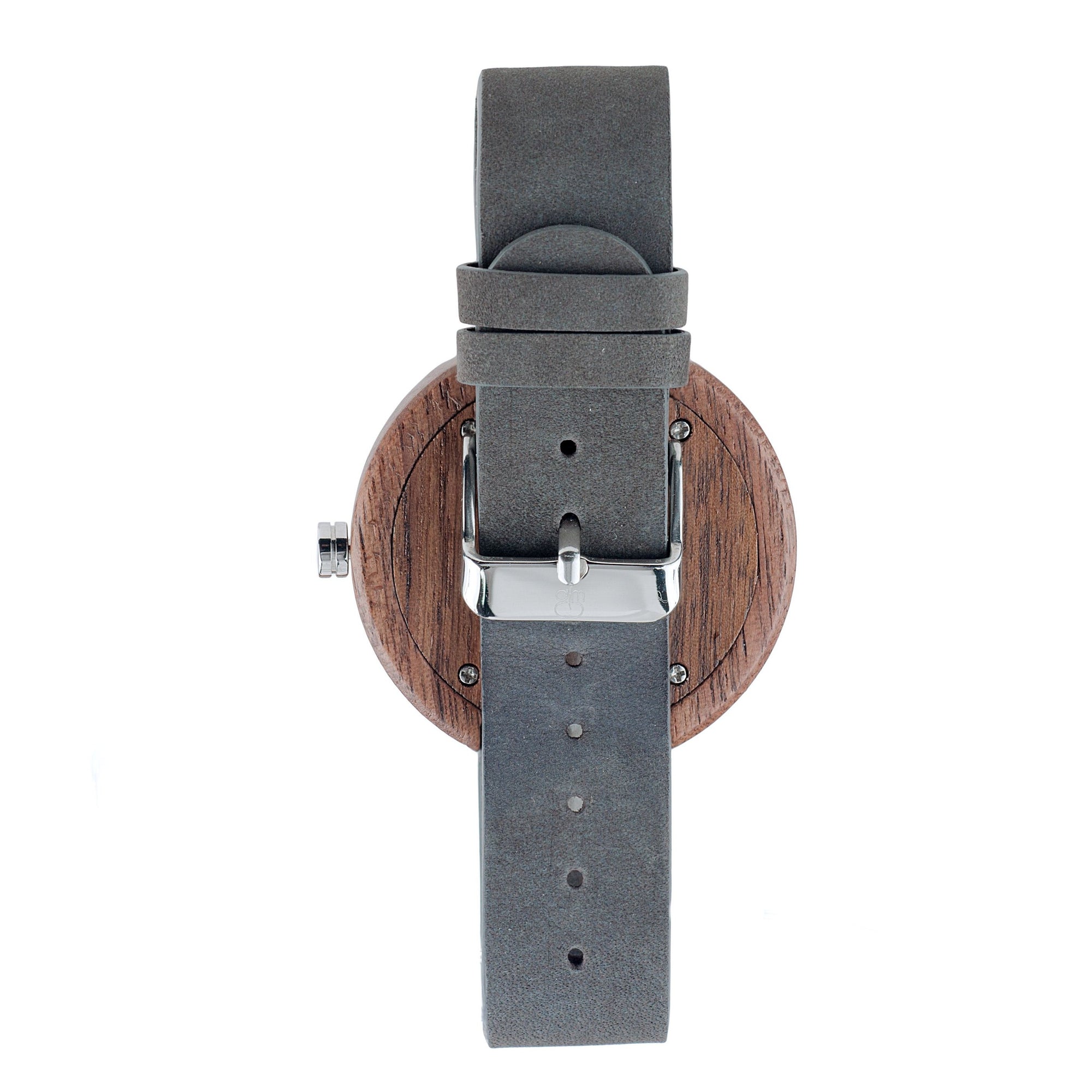 Black Walnutwood Minimalist Wooden Watch Leather Band - The Whitehaven Back View