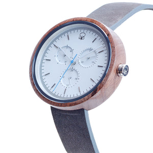Bauhaus Style Watch - The Whitehaven Minimalist Wood Watch Leather Band Side View