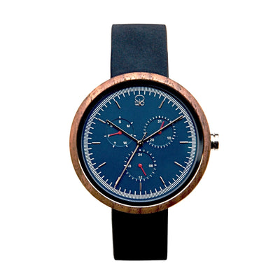 Bauhaus style watch - The Dean Minimalist Blue Watch Front View