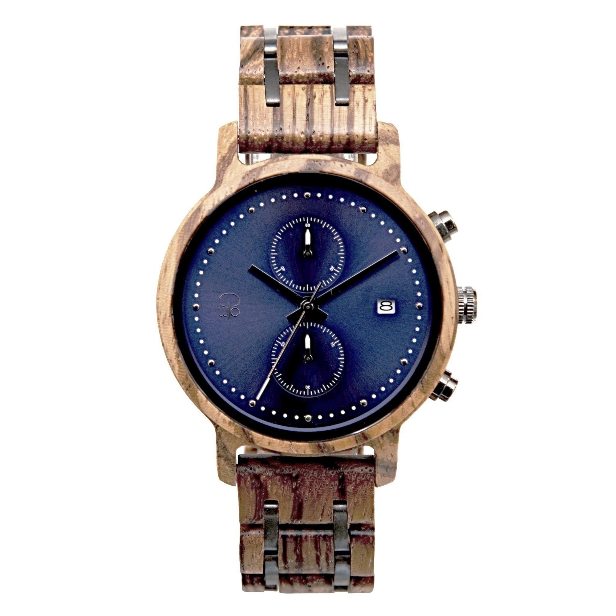 McWay Zebrawood Chronograph Watch Marine Blue Dial, Tidefall