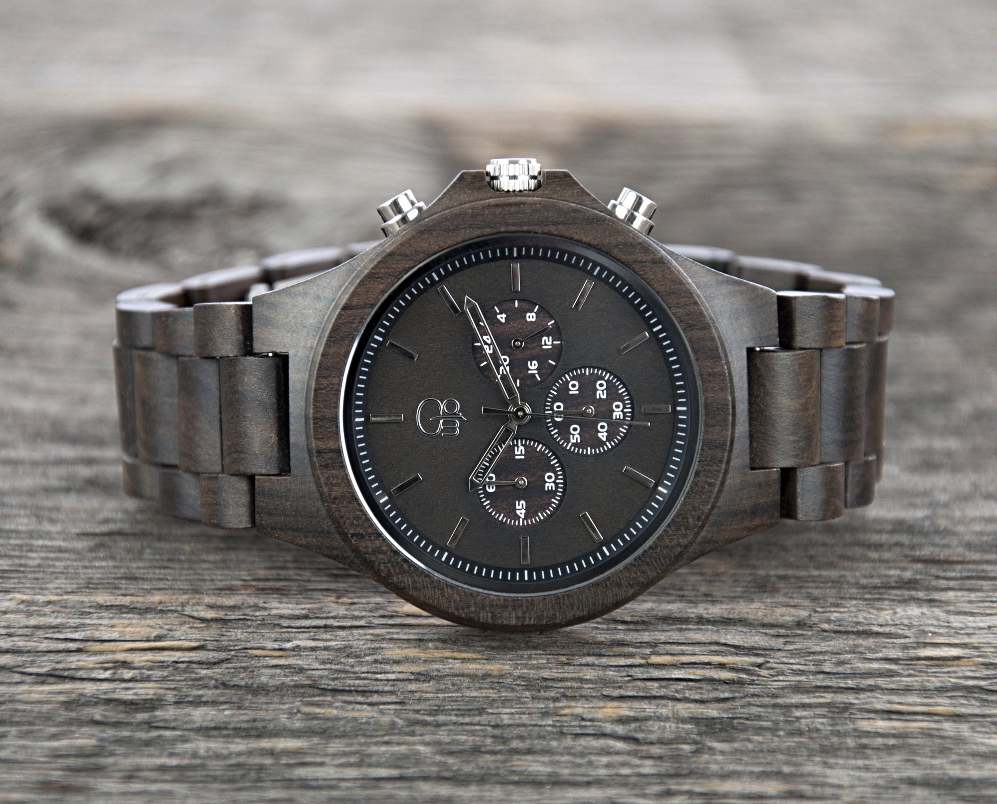 Engraved Watches for Men Dark Sandalwood Chronograph