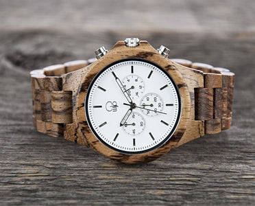 Zebrawood Watch Mens Chrono Wood Watch - The Pacific Crest Cover